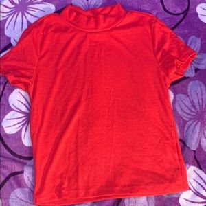 Ribbed Mock neck cropped tee